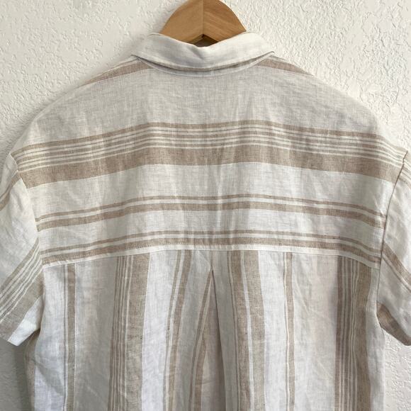Madewell Linen-Blend Safari Shirt: Undyed Edition Natural Button Up Short Sleeve - Picture 7 of 10